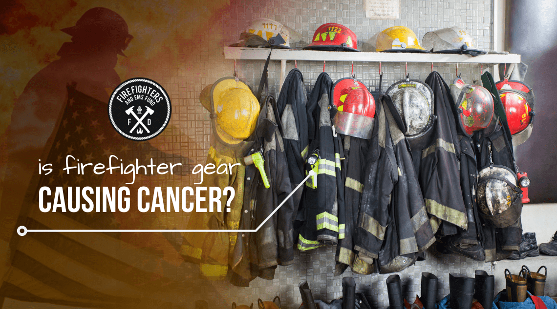 Firefighter gear hanging at Fire station - Is Firefighter Gear Causing Cancer? - Featured Image