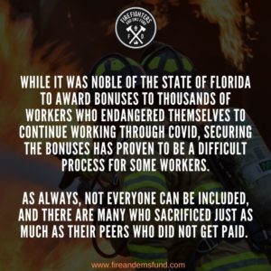 Frontline Workers Receive Covid Bonus - Firefighters and EMS Fund